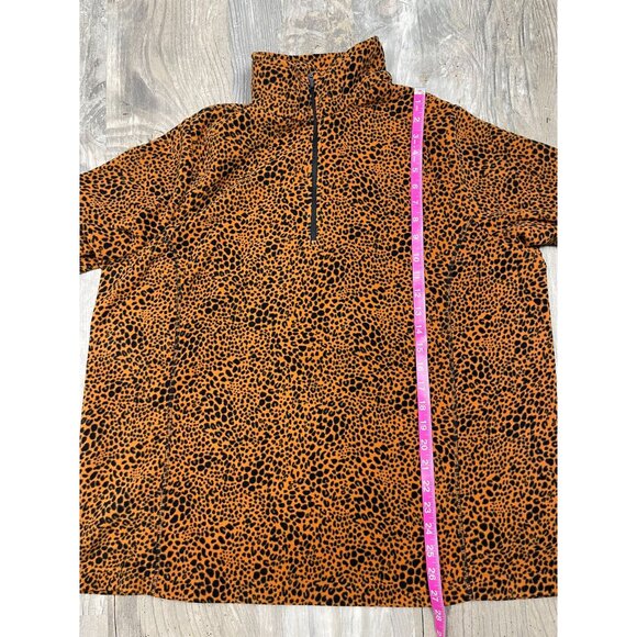Lands End 1/4 Zip Cheetah Print Fleece Pullover Womens 1X Brown Long Sleeve - Picture 8 of 8